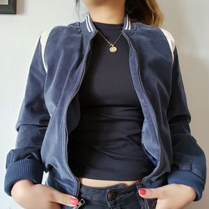 navy suede bomber jacket